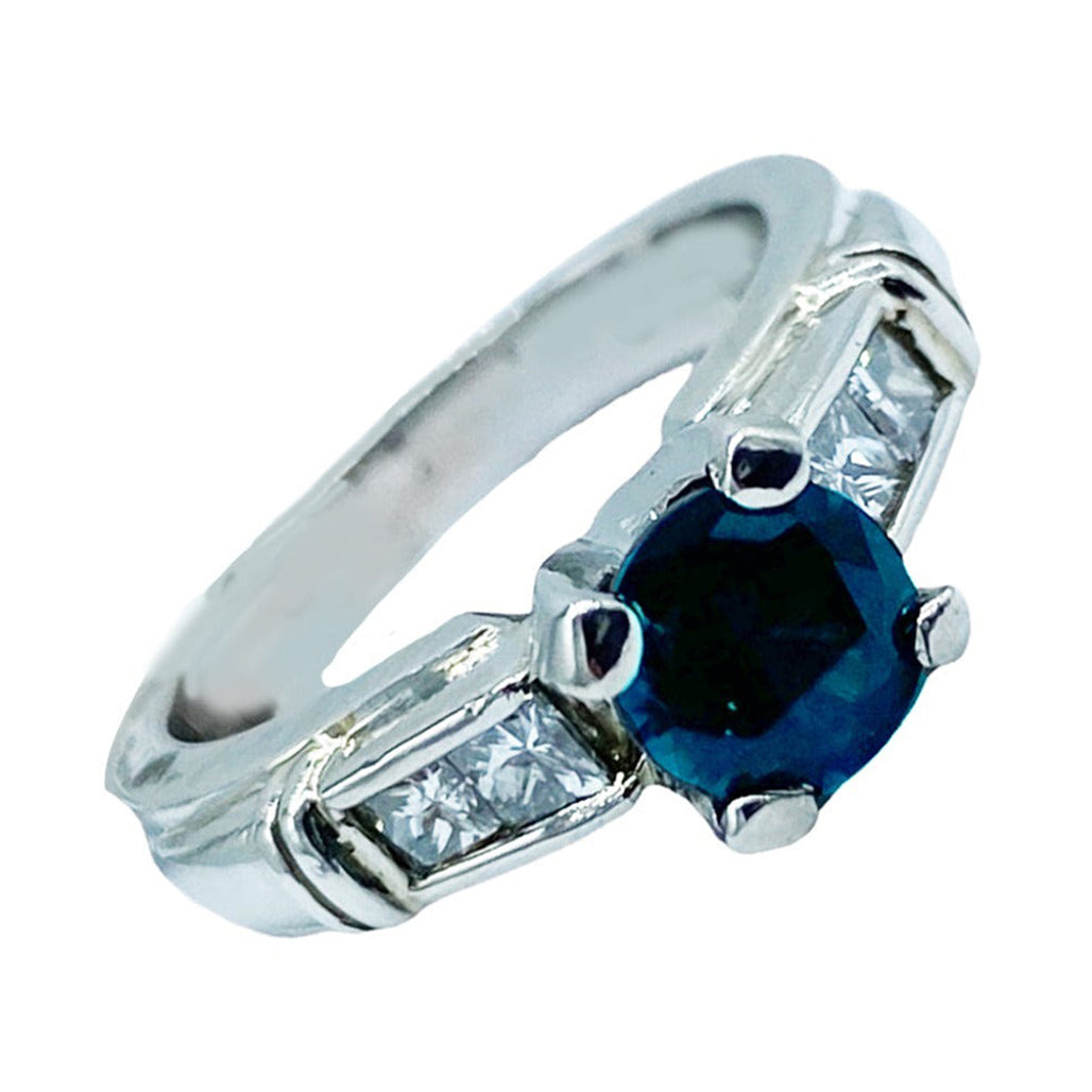 Channel 1.30 ct Platinum Spinel and Princess Diamond Engagement Ring