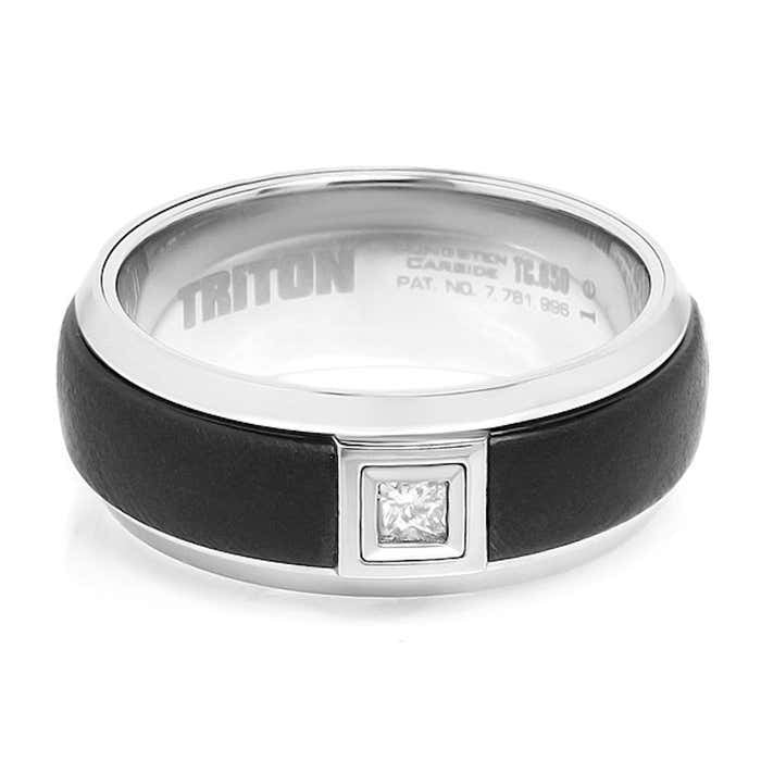.16 ct Princess Diamond Tungsten Black Band Ring Size 10