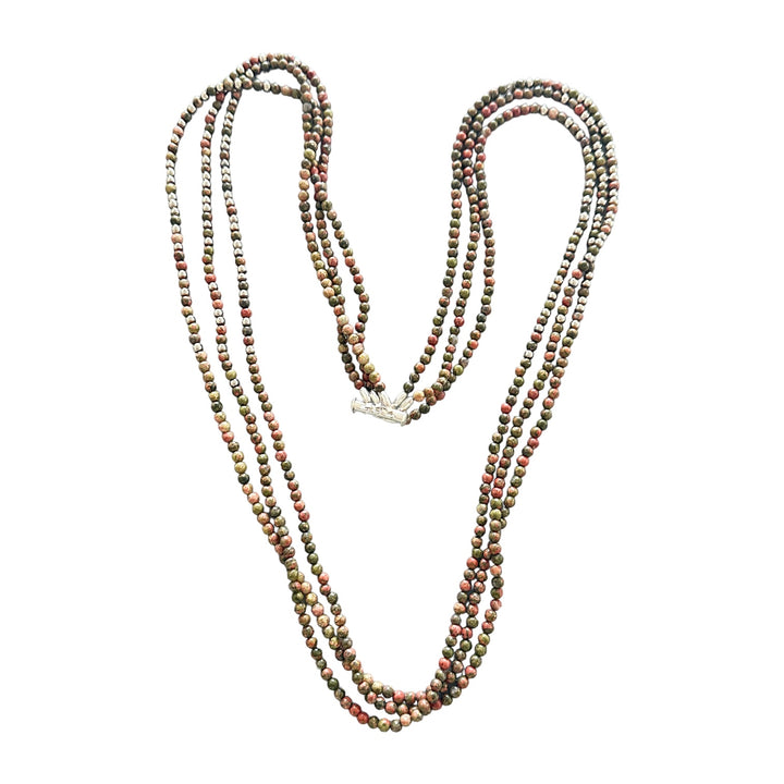 36" Multi Bead Autumn Colored Jasper Stone Necklace