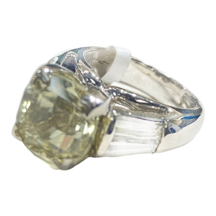 Certified Yellow Sapphire and Diamond Engagement Ring, 10.83 ctw Platinum