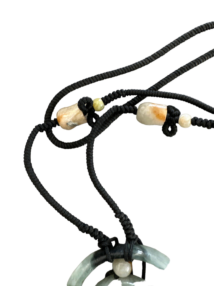 34" Jade Triple Circle-Disc Bead Necklace on Cord