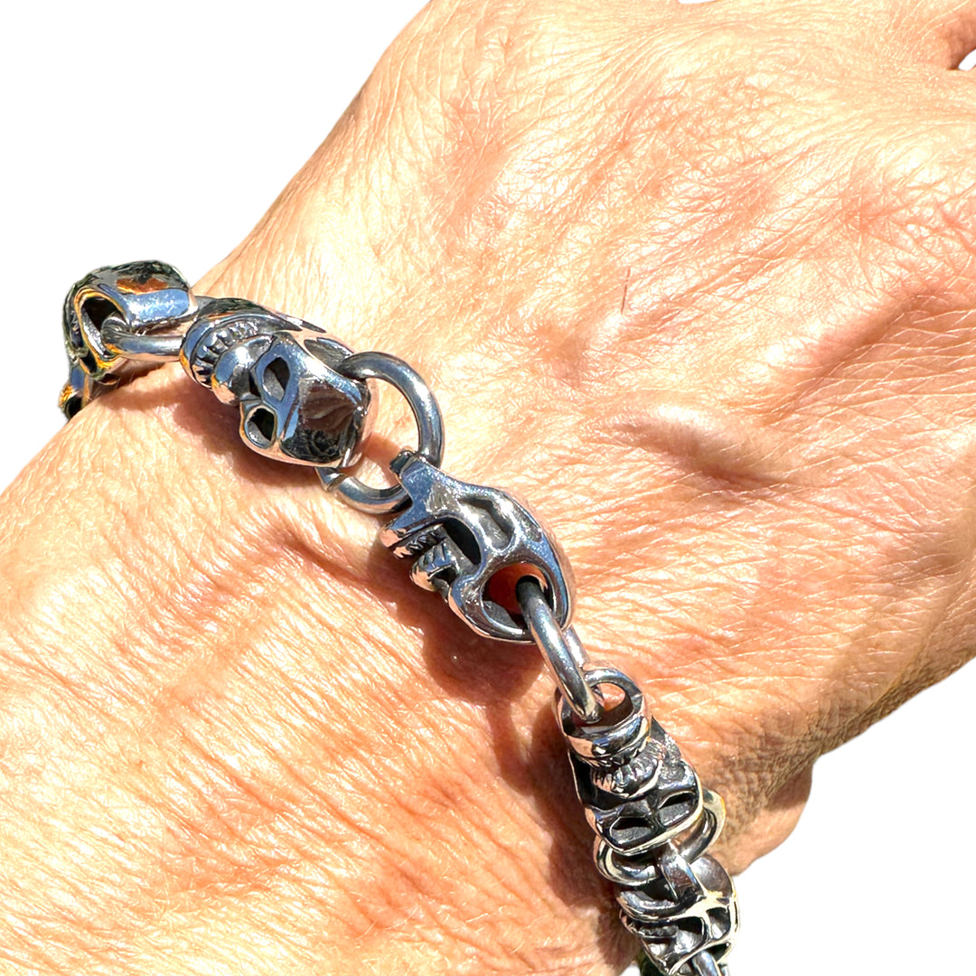 Silver Skeleton Skull Bracelet