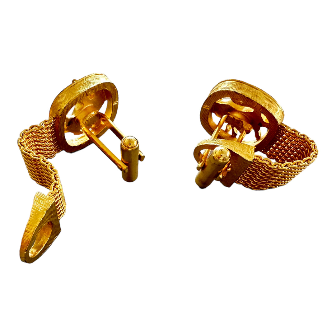 Diamond Cut Fighting Bull Gold Mesh Cufflinks 20mm