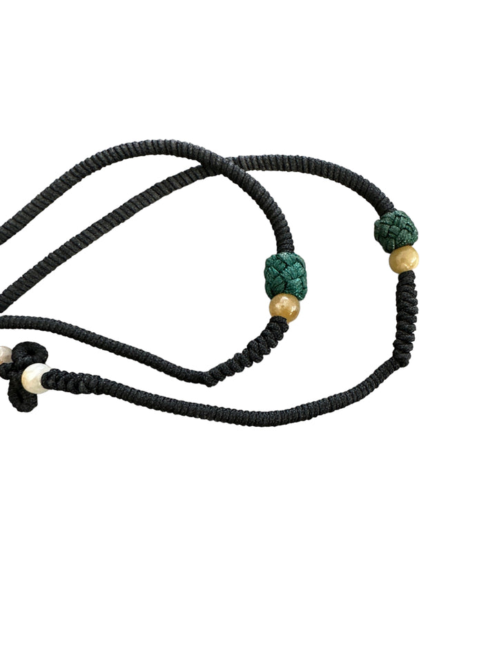 34" Jade Triple Circle-Disc Bead Necklace on Cord