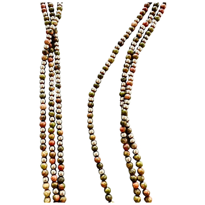 36" Multi Bead Autumn Colored Jasper Stone Necklace