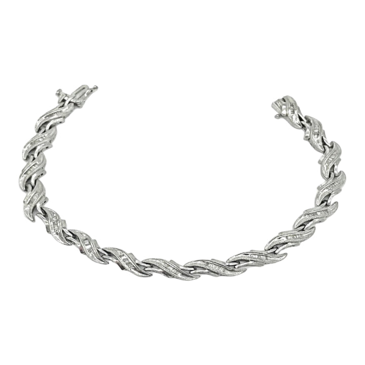 2.00 ct Baguette Diamond Tennis Bracelet, Sterling Silver