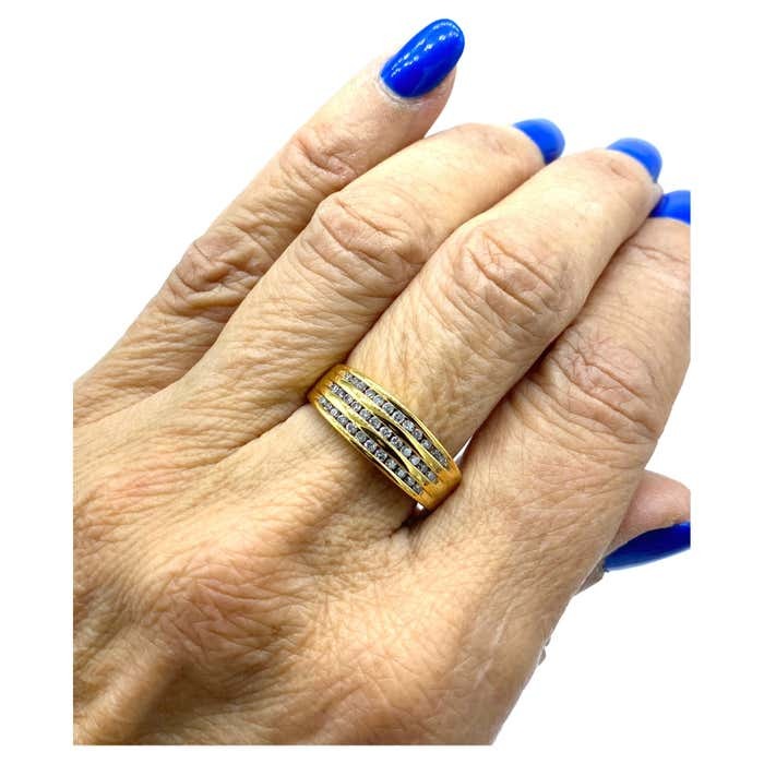 .36 ct Channel Diamond Band Yellow Gold Wide Ring