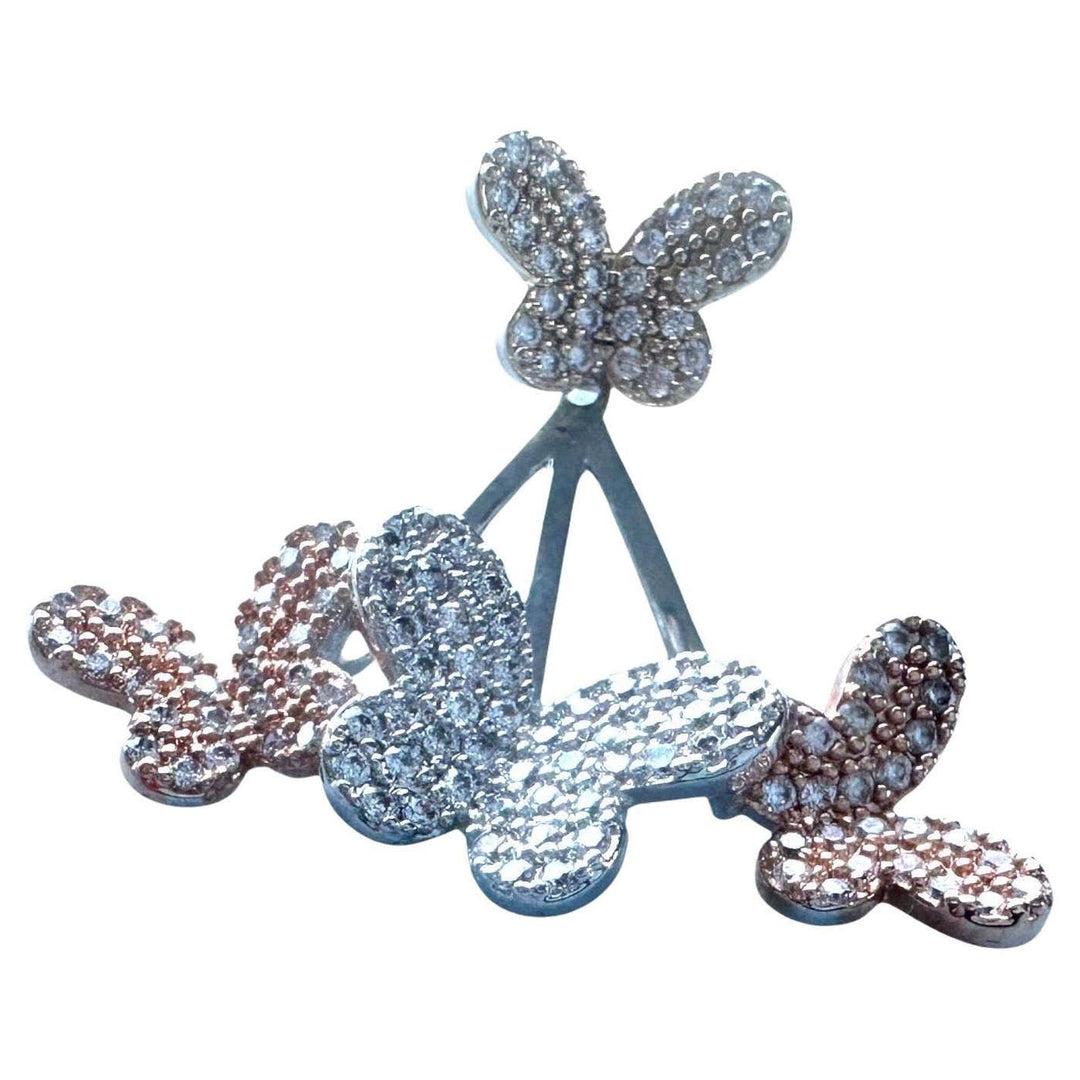 2.50ct Tri-colored Diamond Butterfly Enhancer Stud Earring