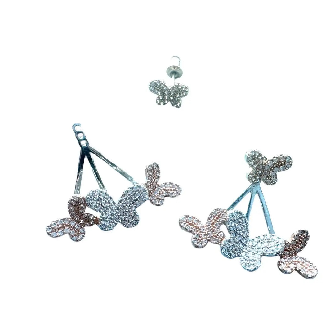 2.50ct Tri-colored Diamond Butterfly Enhancer Stud Earring