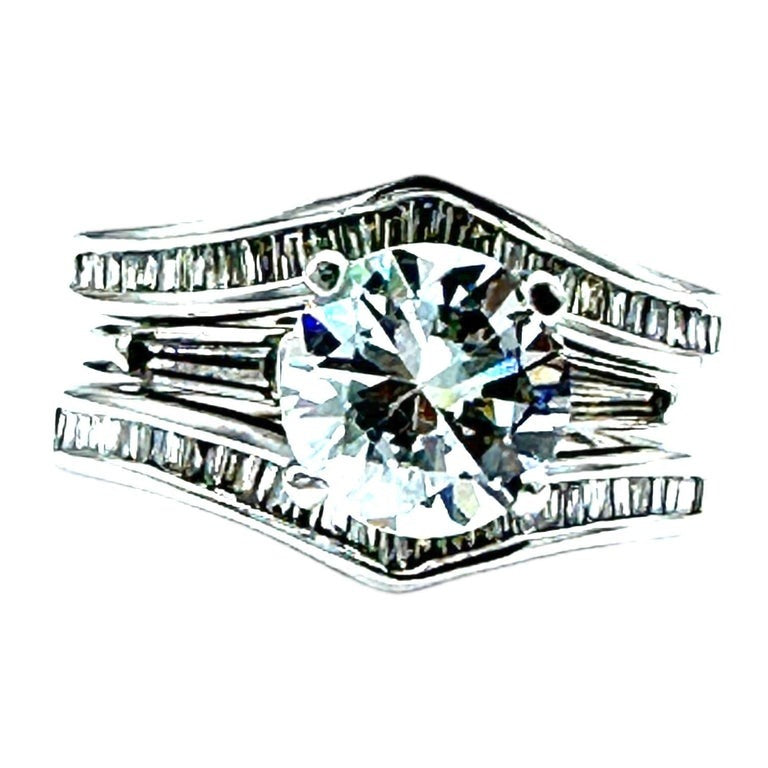 14Kt 1.60 CTW Engagement Wrap Solitaire Baguette Ring