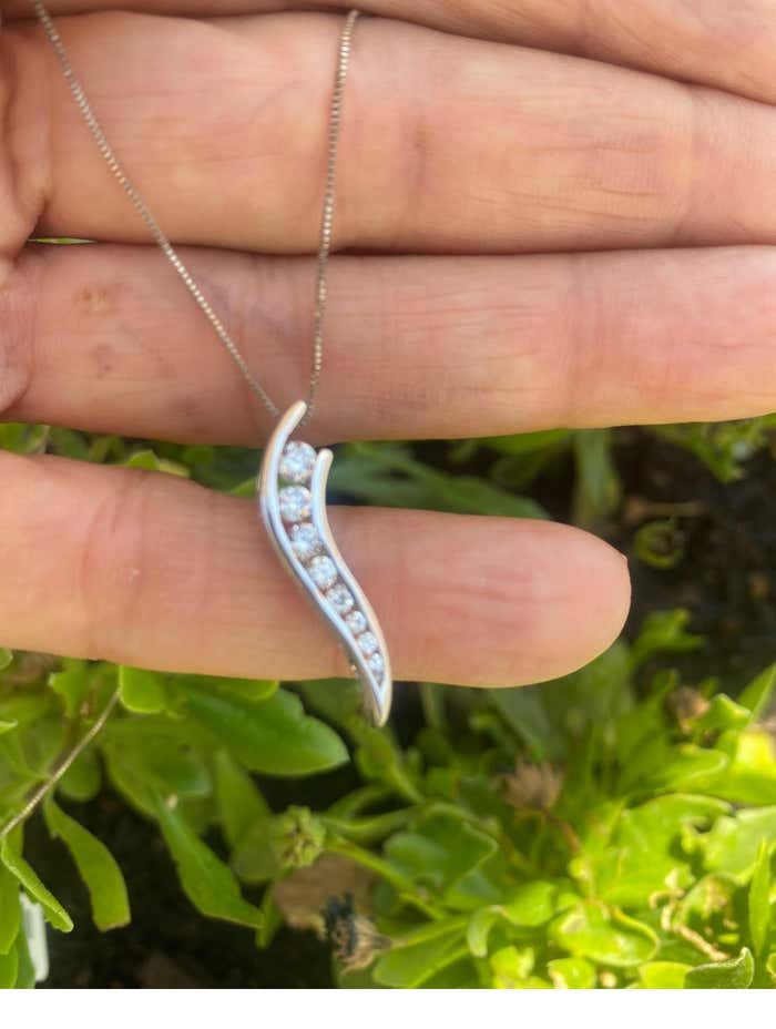 Journey Diamond Pendant Channel Set 14kt White Gold