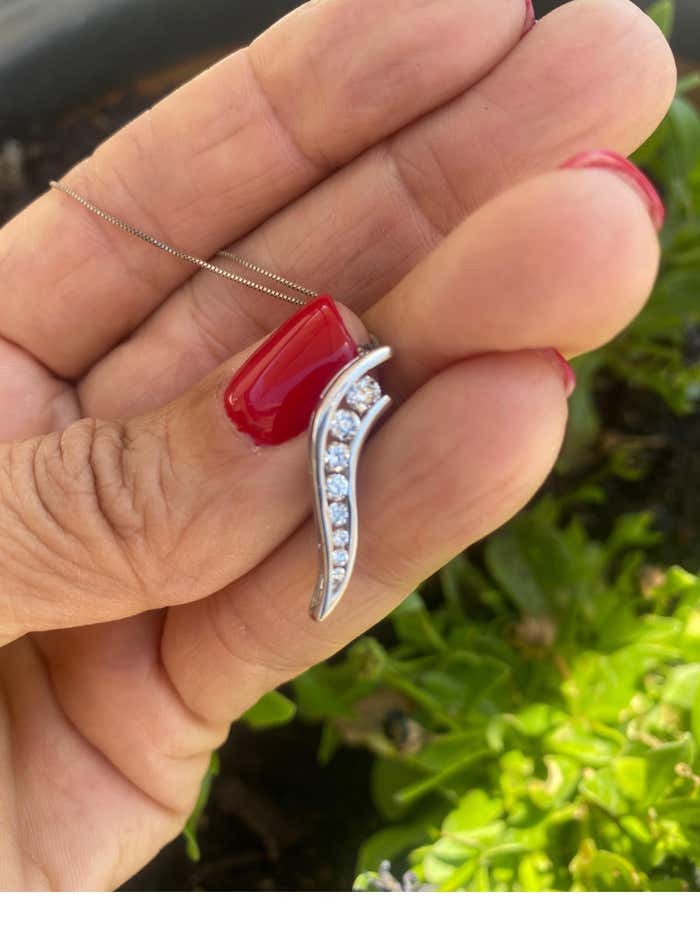 Journey Diamond Pendant Channel Set 14kt White Gold