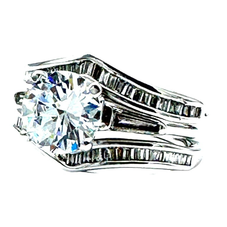 14Kt 1.60 CTW Engagement Wrap Solitaire Baguette Ring