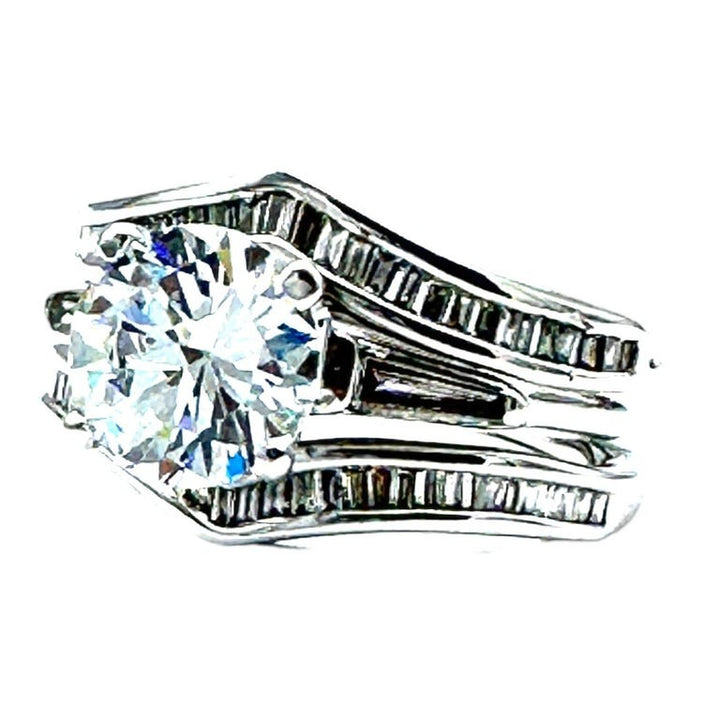 14Kt 1.60 CTW Engagement Wrap Solitaire Baguette Ring