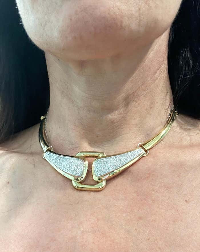 18Kt Choker 6.00 Ct Diamond Pave Necklace