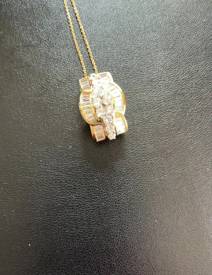 18Kt Yellow gold Baguette 3.50 Ct Diamond Enhancer Pendant