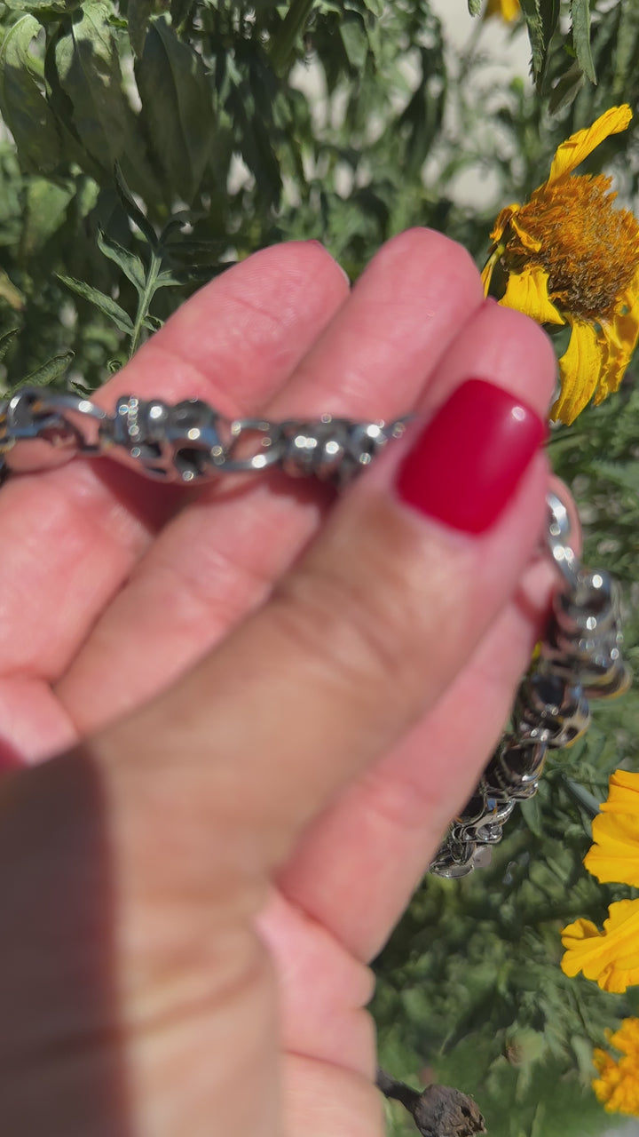 Silver Skeleton Skull Bracelet