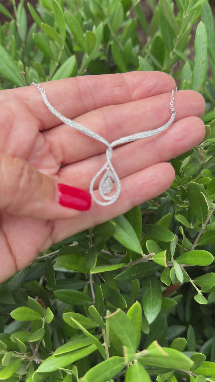 14Kt White Gold Double Halo 1.75 Ct Diamond Pave Necklace
