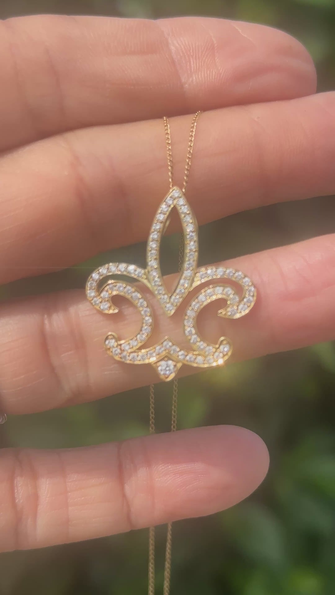 Fleur De Lis Diamond Pendant 14kt Yellow Gold .50 Carat Total