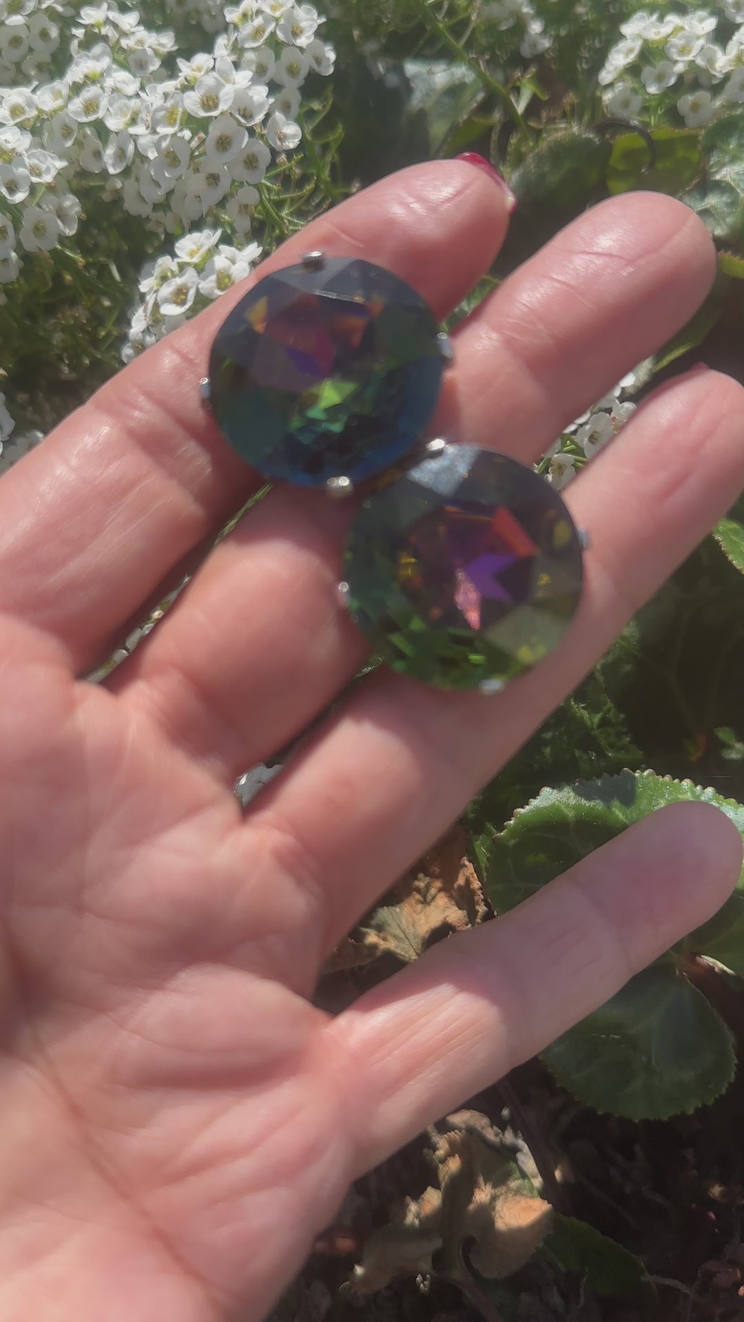  Jumbo Iridescent Faceted Cufflinks 1” Silver