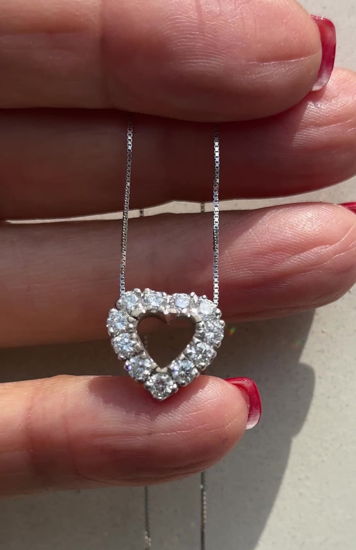 1.75 ct 18K white gold Diamond Heart Pendant & Chain VS-F/G
