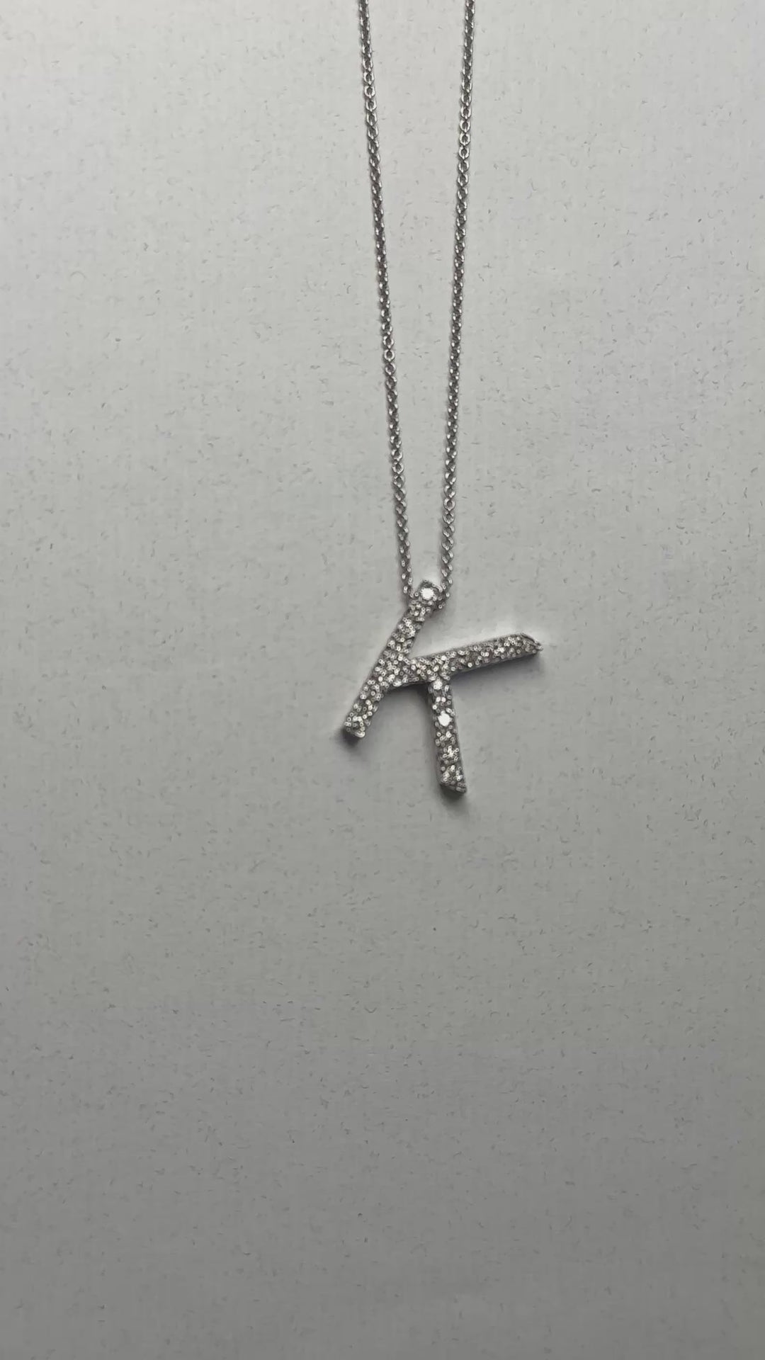 14Kt Initial “K”, 1.00ct Diamonds and Chain Pendant