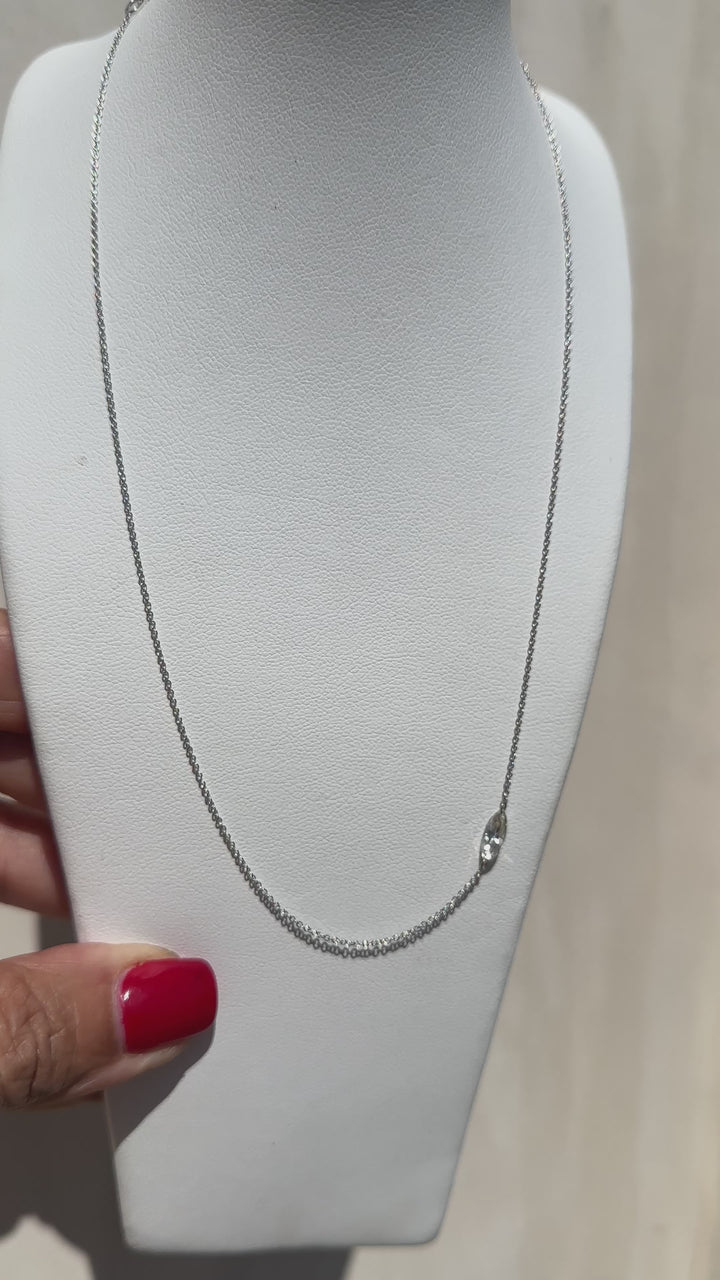 14Kt Diamond .55 Ct Marquise Floating Diamond Necklace VS2-H