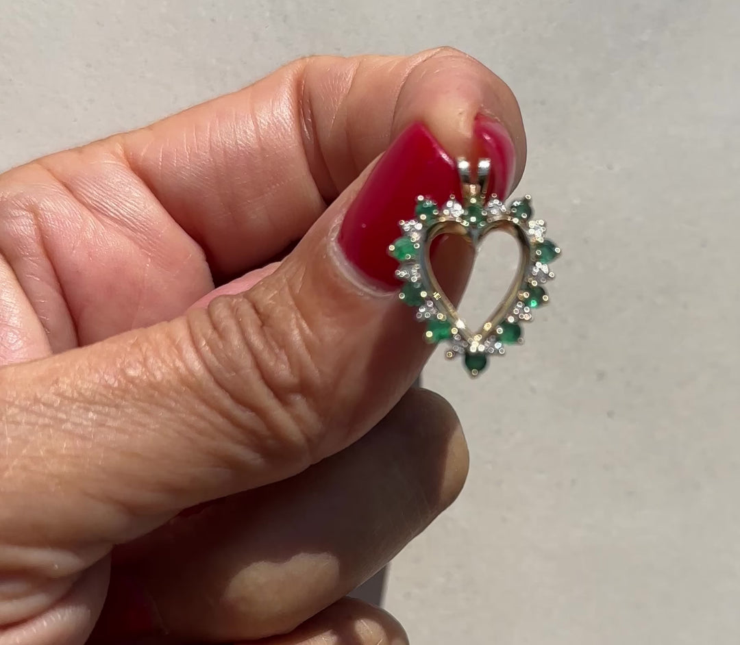 1.20 ctw Emerald and Diamond Heart Yellow Gold 10k