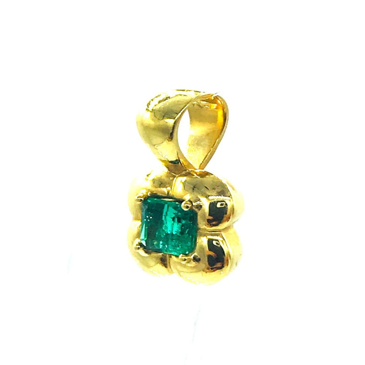 .75 Carat Colombian Emerald Princess-Cut 18 Karat Yellow Gold Pendant
