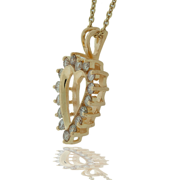 14Kt Yellow Gold Diamond Heart Pendant .69 Cts