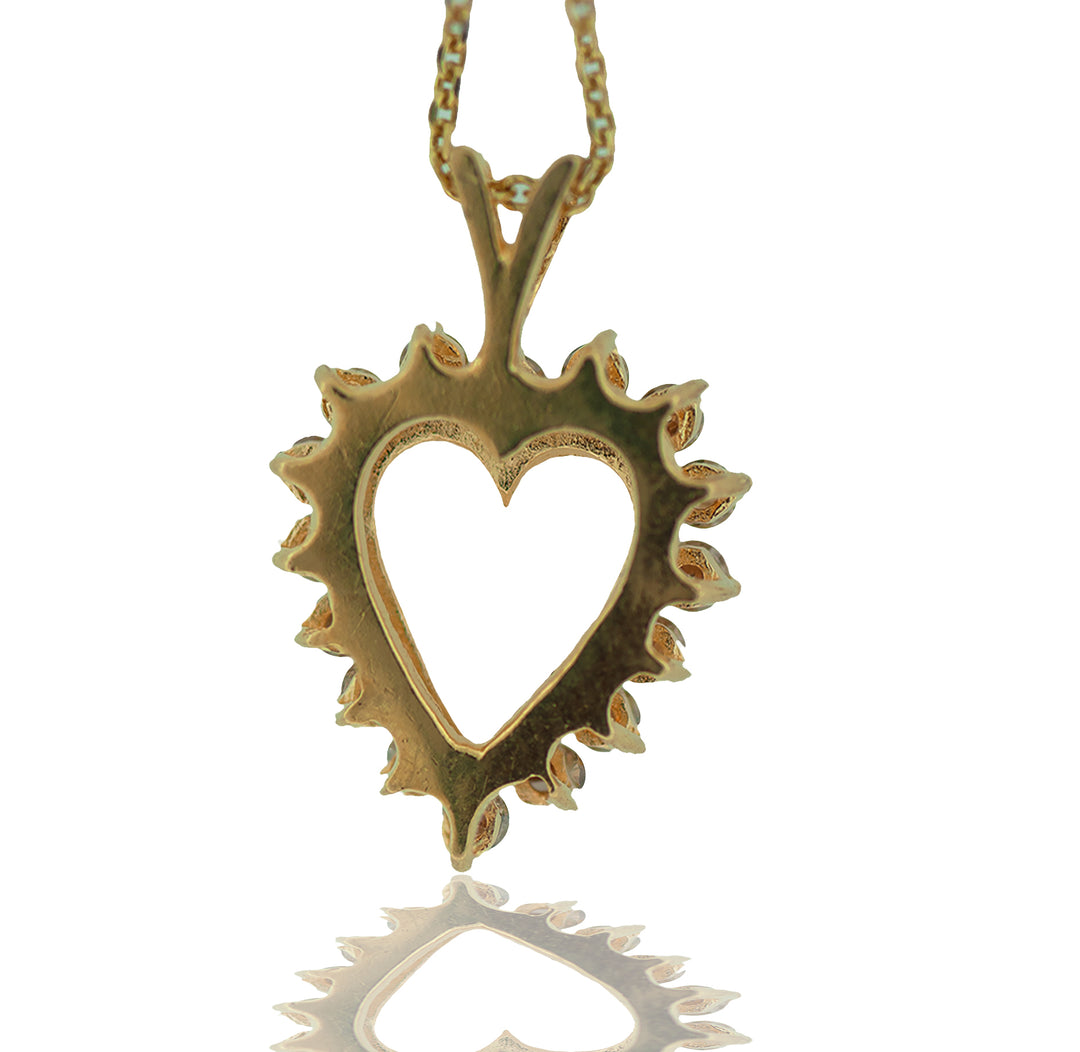 14K Channel Diamond Heart Necklace .40 Ct and Gold Chain