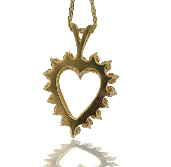 14K Channel Diamond Heart Necklace .40 Ct and Gold Chain