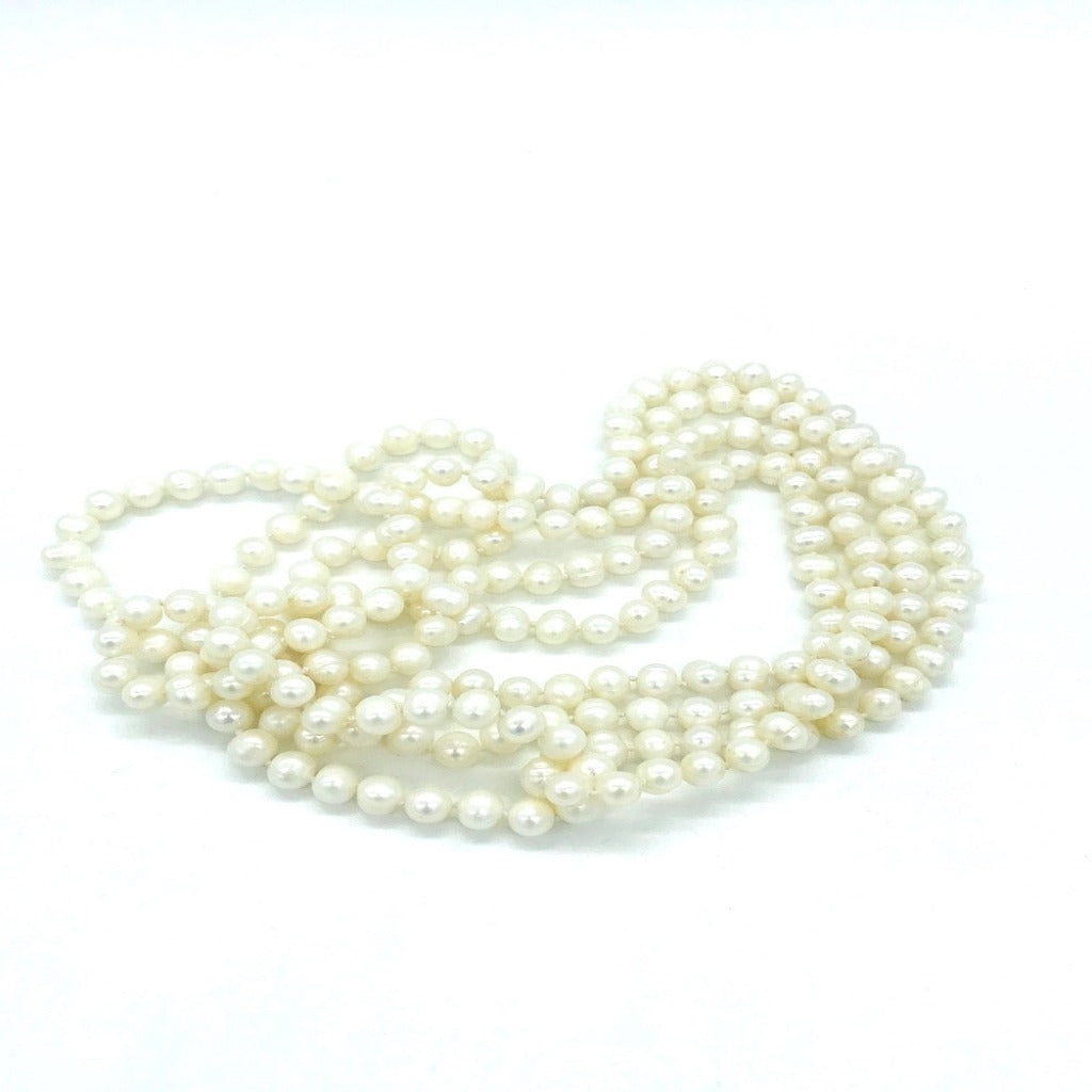 8mm Biwa Pearl Strand 60" Color White