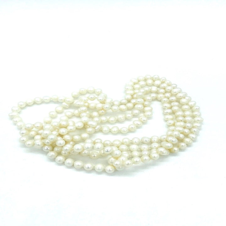 8mm Biwa Pearl Strand 60" Color White
