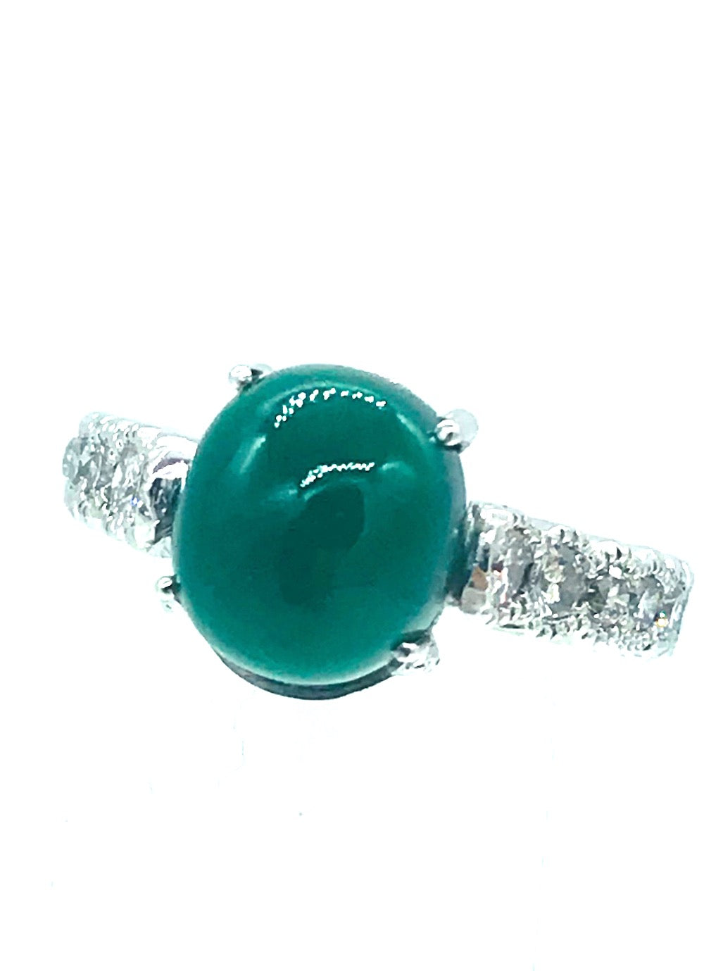 Jade and Diamond Eternity Platinum Ring 1.50 ct