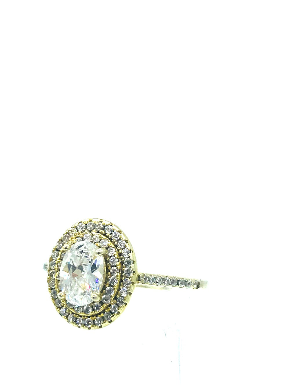 Double Halo Diamond Engagement Ring Sterling