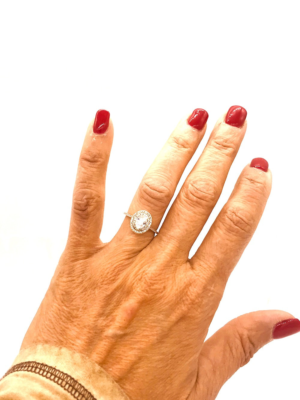 Double Halo Diamond Engagement Ring Sterling