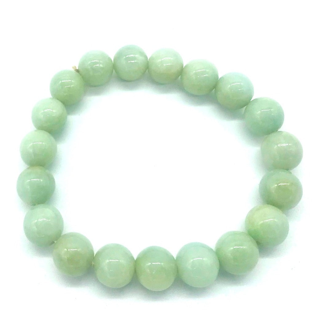 10.30 mm Green Jade Bead Expandable Bracelet