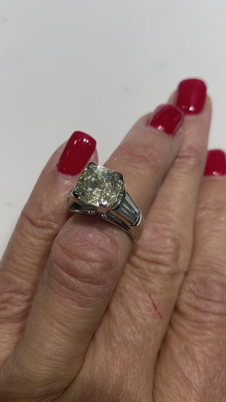 Certified Yellow Sapphire and Diamond Engagement Ring, 10.83 ctw Platinum