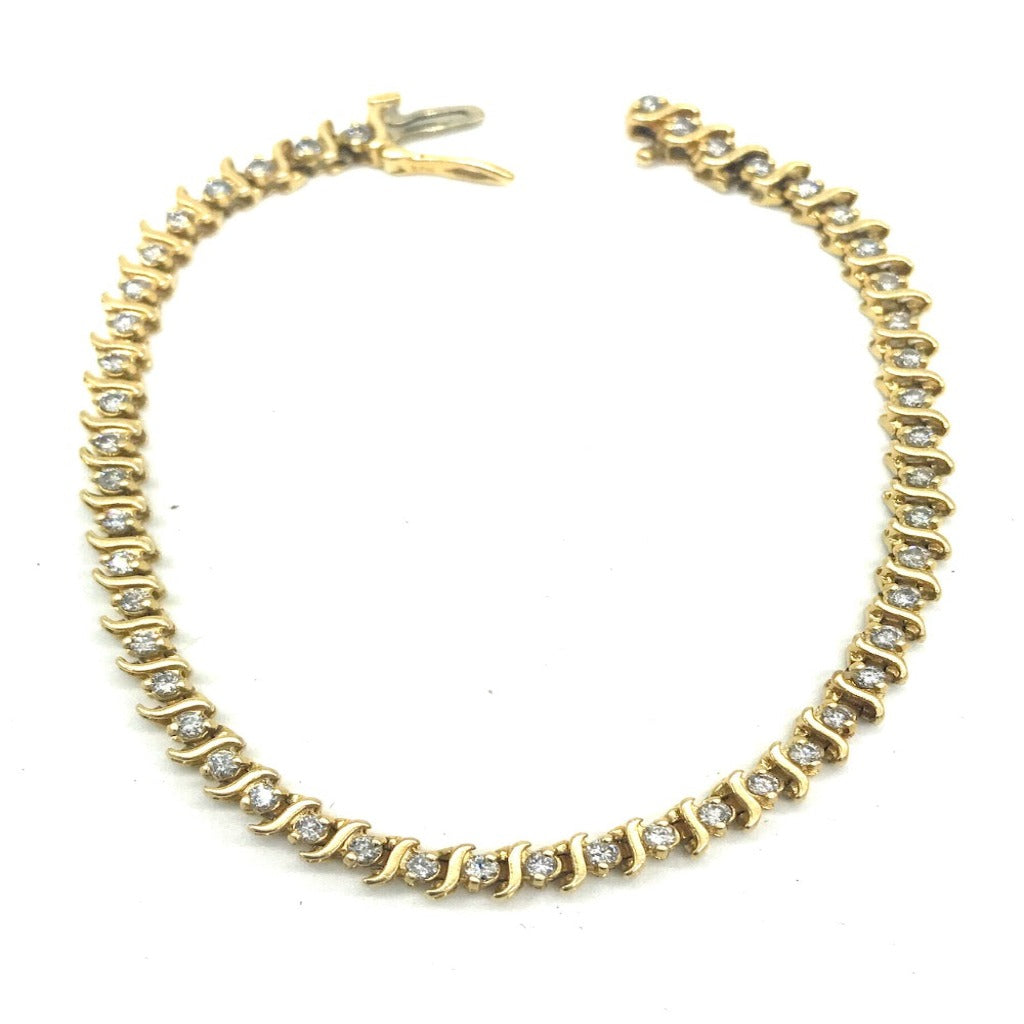 14K Diamond Tennis Link Bracelet 1.50 CTW