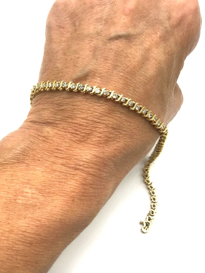 14K Diamond Tennis Link Bracelet 1.50 CTW