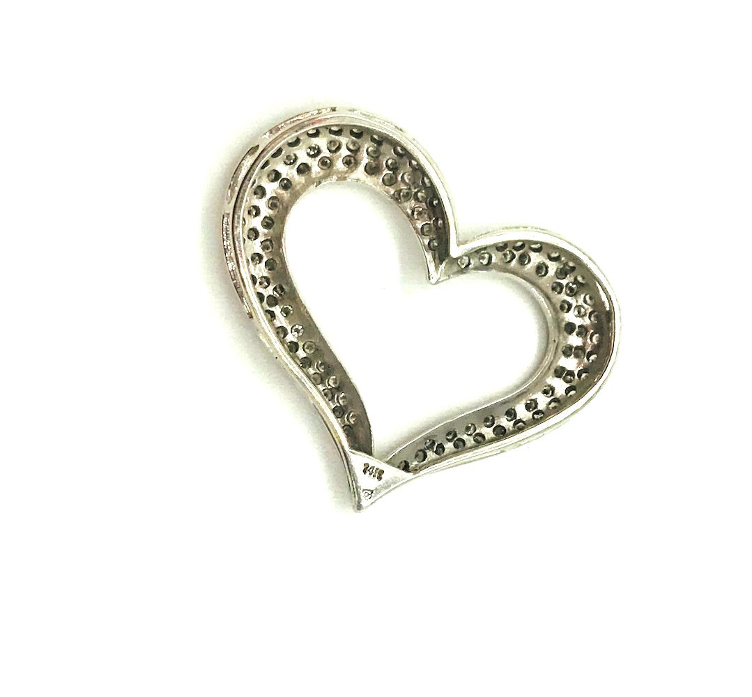 14Kt White Gold Heart Diamond Pendant 1.00 Ct