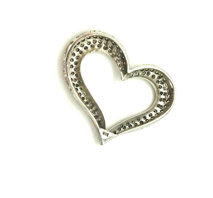 14Kt White Gold Heart Diamond Pendant 1.00 Ct