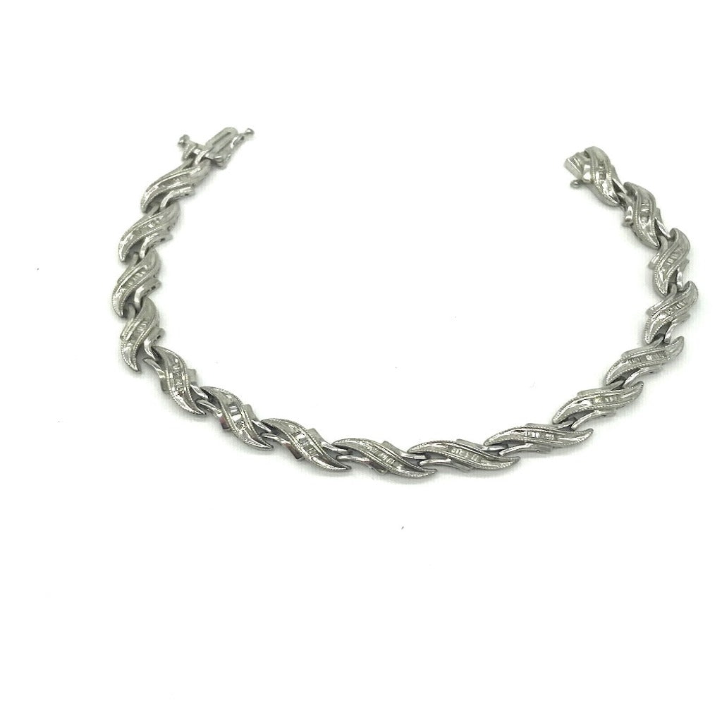 2.00 ct Baguette Diamond Tennis Bracelet, Sterling Silver