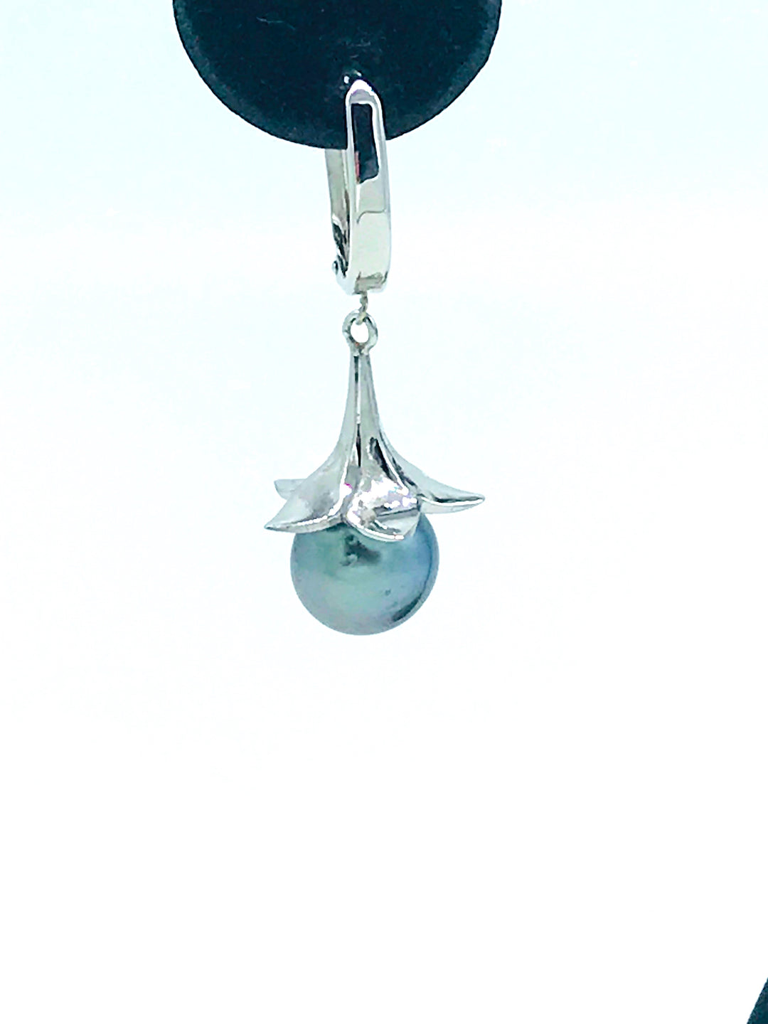 AAA 10mm Tahitian Pearl Drop Earrings White Gold