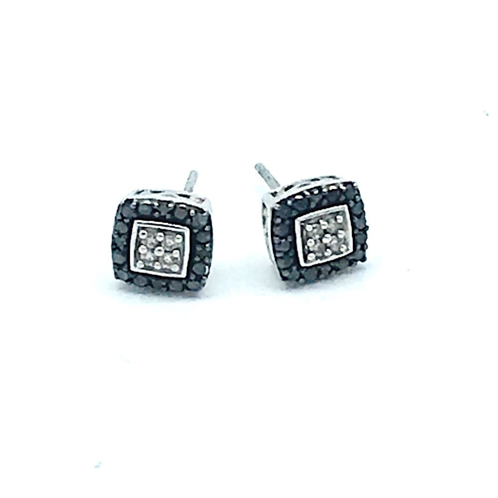 Black and White Diamond Square Stud .22 ctw Earrings
