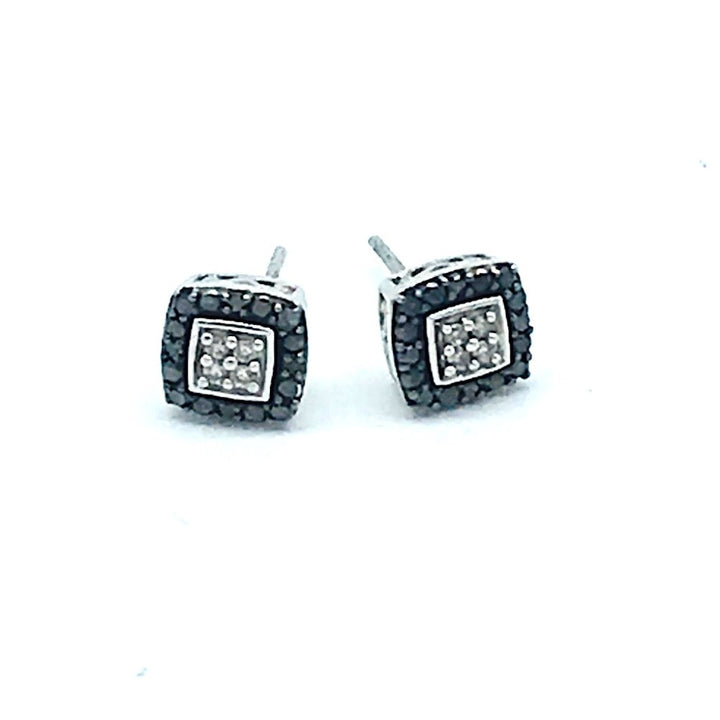 Black and White Diamond Square Stud .22 ctw Earrings