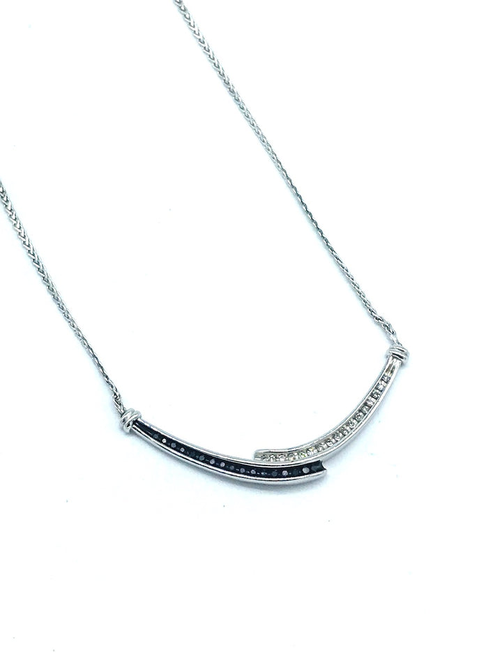 14K Black and White Diamond Necklace .38 Ct Contemporary