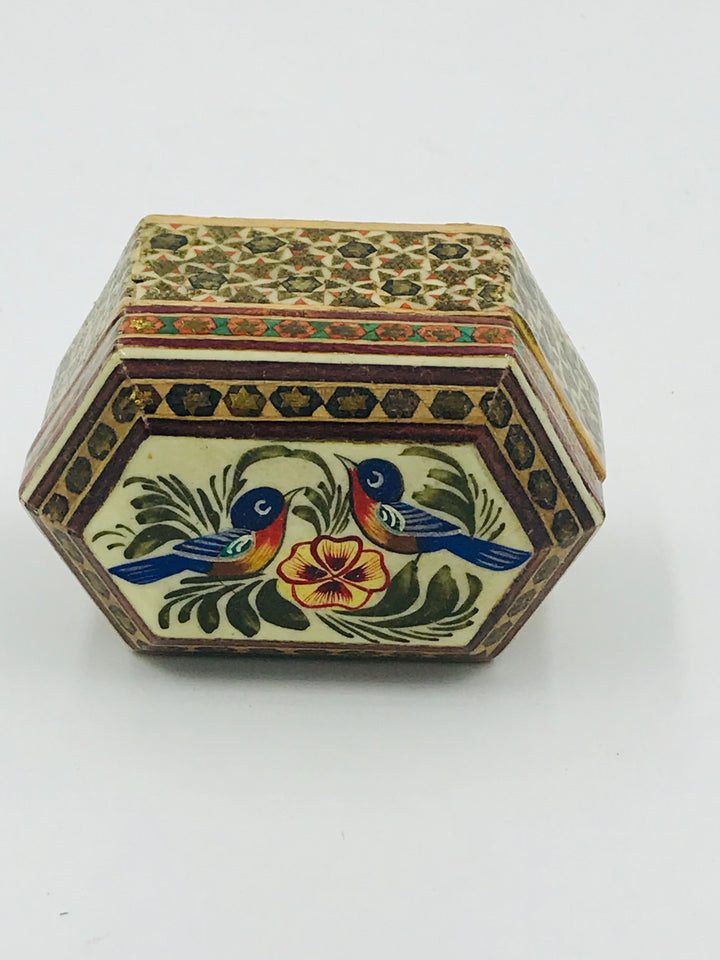 Blue Birds Hand painted Teak Wood Trinket Box