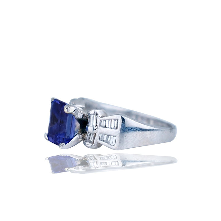Platinum Diamond and Tanzanite Ring 3 ctw